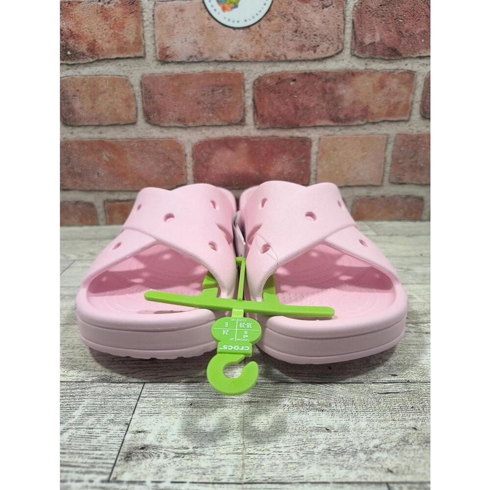 Crocs CL Cross Strap Shoes Womens Size 8 Light Pink Slip On Comfort Sandals NWT - Picture 3 of 9